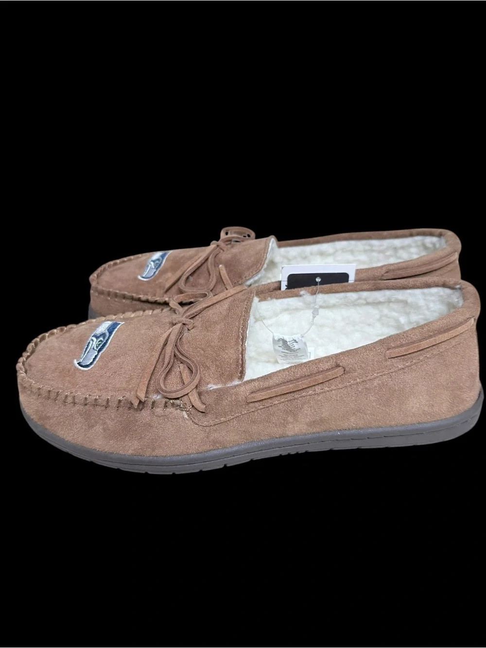 💙💚 NWT Seattle Seahawks Forever Collectibles Sherpa Moccasin Slippers 💚💙